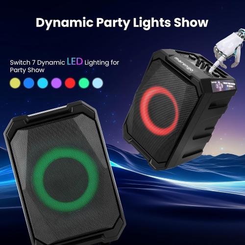 Karaoke Machine with 2 Wireless Microphones, Portable Bluetooth Party Karaoke Speaker with LED Lights, Bass/Treble Adjustment, TWS, 800W(Peak) PA System for Home Party, Supports USB/AUX/REC/Mic-in ( no remote)