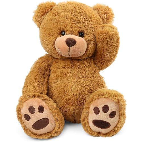 LotFancy Teddy Bear Stuffed Animals, 20 inch Brown Soft Cuddly Stuffed Plush Bear, Cute Stuffed Animals Toy with Footprints, Gifts for Kids Baby Toddlers on Baby Shower, Easter Decoration