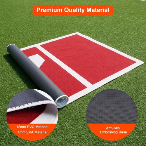 Baseball Hitting Mat, Home Plate Mat with Anti-Slide Rubber Back, Portable Batters Box Turf Mat Baseball for Hitting Practice - Indoor and Outdoor Use