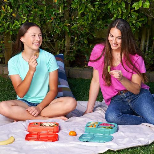 Bentgo Fresh Leak-Proof Bento Lunch Box, 4 Compartments, BPA-Free | Removable Divider, Portion Control, Durable Outer Shell, Microwave & Dishwasher-Safe Tray, BPA-Free (Aqua)