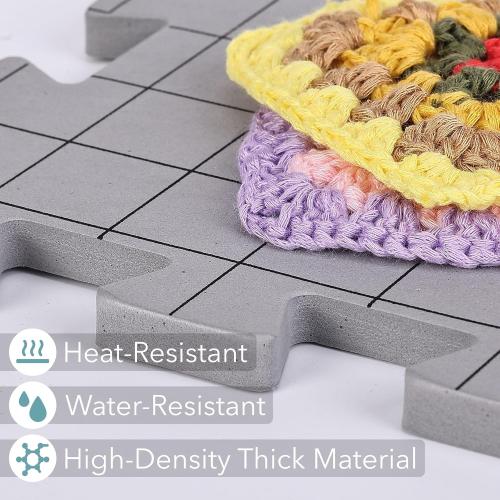 Mr. Pen- Interlocking Blocking Mats, 12” x 12”, 4 Pack with 50 T-Pins | For Knitting & Crochet Projects, Foam Board Design, Includes Pins for Yarn Craft Blocking