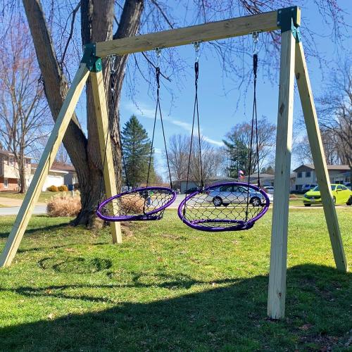 set of 2 BETOOLL 2400lb Capacity Heavy Duty Swing Hangers for Wooden Sets Playground Porch Indoor Outdoor & Hanging Snap Hooks Silver Set of 2