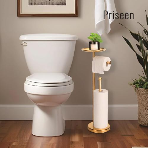 Toilet Paper Holder Stand with Phone  (Gold)