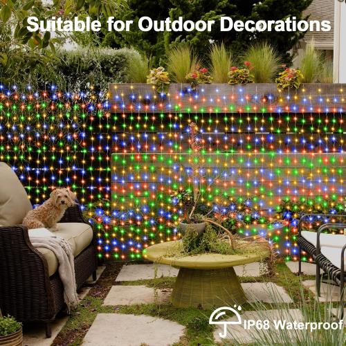 300 LED Fairy Curtain Lights 2 Color Changing, 9.8Ft x 9.8Ft Hanging Lights Battery Operated with Hooks, Outdoor Curtain Light Waterproof for Party Backdrop Patio Decorations (Warm White & Color)
