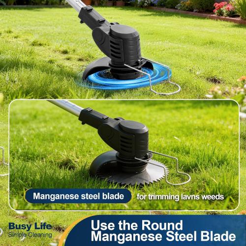 Yocada Cordless String Trimmer 2 in 1 Weed &Edge Trimmer | Electric Grass Wacker 47 Telescopic Pole with Handle&Wheel for Garden Yard Lawn(2*21V Battery&1*Charger)