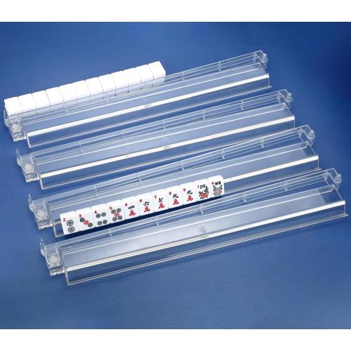 CAYOULR Mahjong Racks with Pushers, Convenient Rotating One-Piece Mahjong Pushers and Racks,4-Piece Set American Mahjong Accessories,Transparent