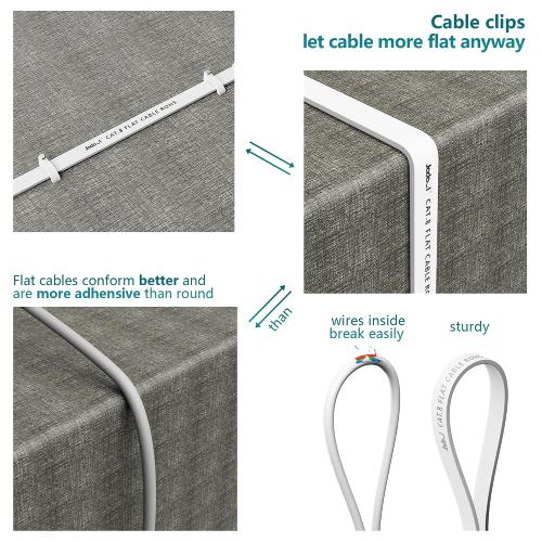 Jadaol Cat8 Ethernet Cable 10ft 40Gbps 2000MHz Flat S/FTP LAN Cable White