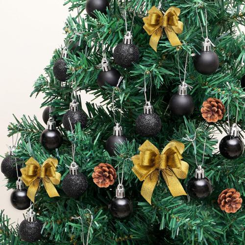 30ct Christmas Ball Ornaments, 1.18 Shatterproof Tree Decorations, Perfect Hanging Ball for Indoor/Outdoor Holiday Party Decor (Black)
