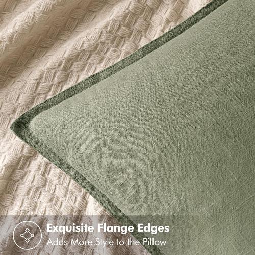 MIULEE Decorative Linen Euro Sham Pillow Covers 24x24 Sage Green ​Boho Farmhouse​ ​Neutral Couch Throw Pillows for Bed Pack of 2 Accent Modern Pillowcase Summer Sofa Livingroom Home Decor