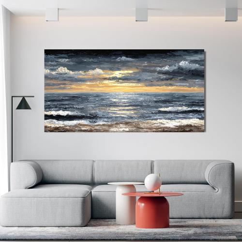 Canvas Oversized Wall Art Decor Modern Wall Art Pictures for Living Room Abstract Coastal Wall Art Prints Large Landscape Wall Art Decorations Abstract Canvas Art Wall Decor Home Office Decor 29X58 ‼️unused‼️