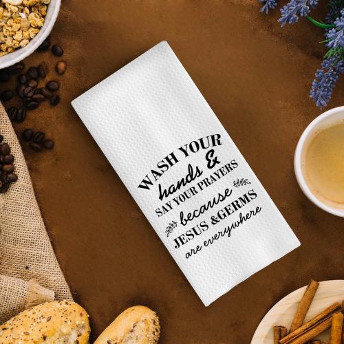 Funny Towels 16x24 - Wash Hands, Say Prayer, Decorative for Bathroom