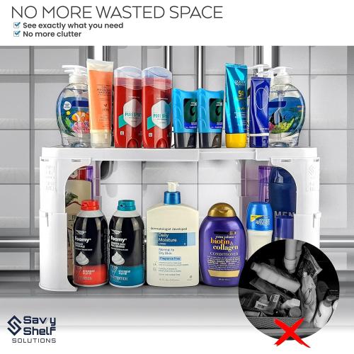 Expandable Under Sink Organizer and Storage I Bathroom Under the Sink Organizer Kitchen Under Sink Shelf I Cleaning Supplies Organizer Under Sink Storage I EXPANDABLE HEIGHT DEPTH & WIDTH