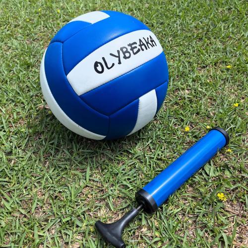 Blue Bag with Orange Professional Volleyball Net Set: Pro-Level, All-in-One for Outdoor Fun with 2 Adjustable Height Aluminum Poles, Upgraded Anti-sag Net, PU Volleyball, Boundary Line, Large Carry Bag