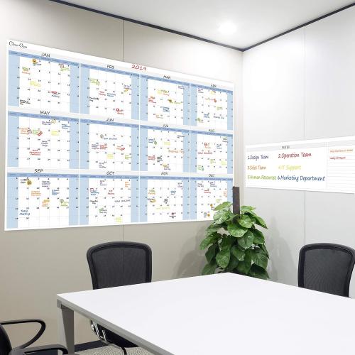 CLEVER CLEAN Large Dry Erase Wall Calendar 5 Feet- 48x60 2025 Undated Yearly Planner for Home, Office, School Projects - Jumbo Erasable Laminated Task Organizer