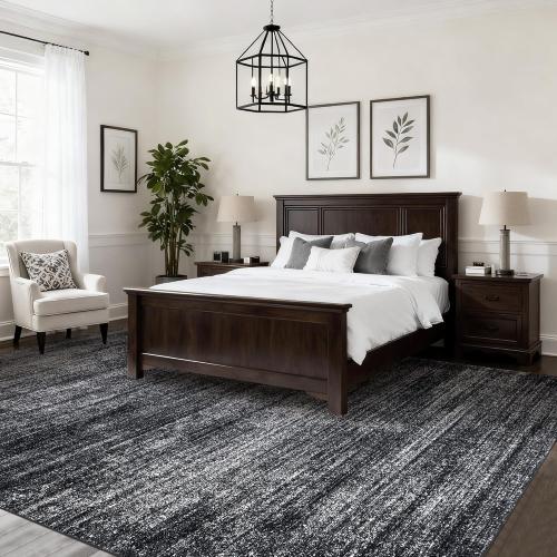 Area Rugs 9x12 Living Room,Abstract Boho Large Area Rug,Black and White