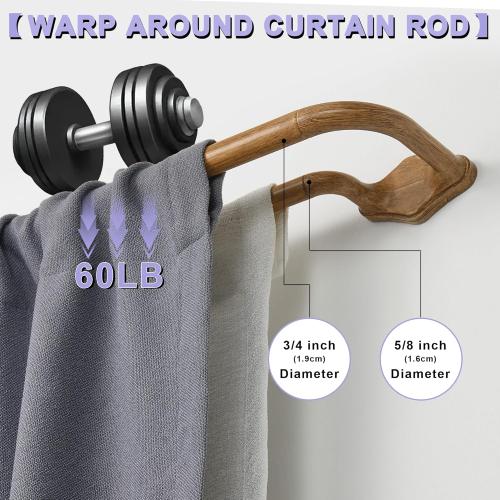 Brown Wood Grain Double Curtain Rods For Windows 72-144 Inch,Heavy Duty Double Curtain Rod with Aluminum Finials and Bracket,Adjustable Double Window Rods For Blackout Or Room Darkening Panels
