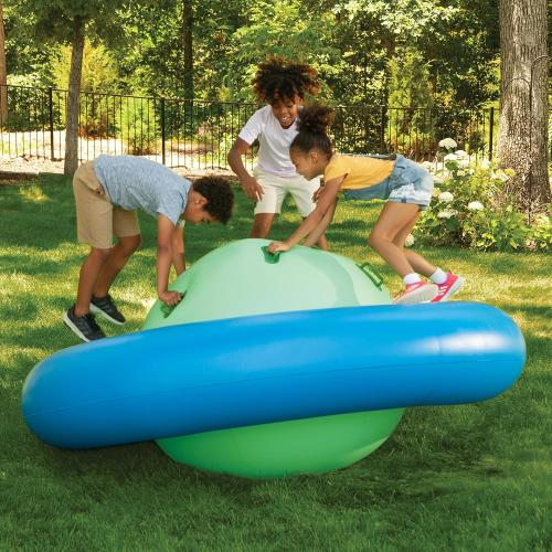 Hearthsong 8-Foot Inflatable Dome Rocker with 6 Handles - Children's Fun Play Equipment Blow Up Giant Bouncer Backyard Toy for Outdoor Game Activities for Boys and Girls Ages 5  (Max Weight 250 lbs)