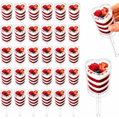 Jucoan 50 Pack Push Cake up Pop Containers with Lid, Mess-Free, Heart Shape