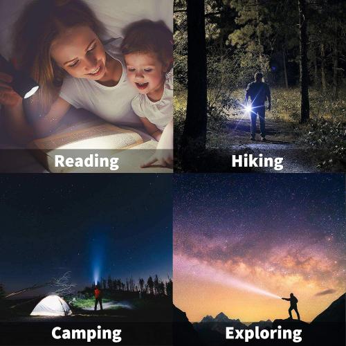 JARDLITE LED Emergency Handheld Flashlight, 4 Pack, Adjustable Focus, Water Resistant with 5 Modes, Best Tactical Torch for Hurricane, Camping, Dog Walking