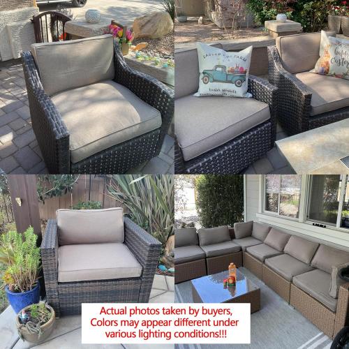 14Pcs Patio Cushion Covers Replacement Splashproof UV-Resistant Inelastic Covers with Zippers, Max Compatible 25.6x25.6x4inch Patio Cushion, for 7 Pcs Outdoor Patio Furniture Sets