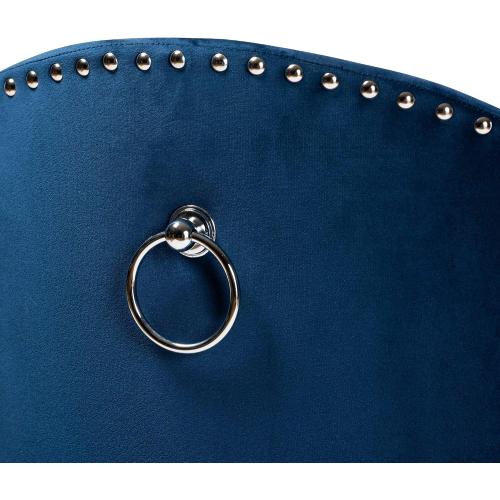 Baxton Studio Bethel Glam and Luxe Navy Blue Velvet Fabric Upholstered Rolling Accent Chair  ( the  polyurethane wheels is broken see the pictures)