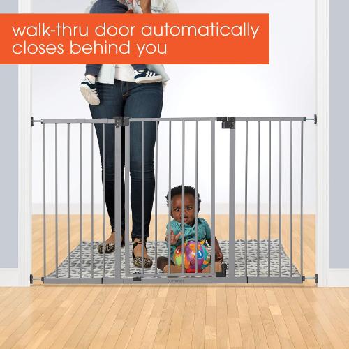 Summer Infant Secure Space Extra-Wide Pet and Baby Gate, 28.5 - 52 Wide, 30 Tall, Pressure or Hardware Mounted, Install In-Between Rooms, Doorways and Stairways, Auto-Close & Hold-Open Door - Grey