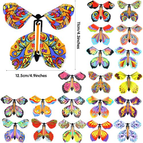 LOMIMOS 40PCS Flying Butterfly, Magic Wind Up Butterfly Toy Gift for Kids Surprise Explosion Box Wedding Birthday Party Book Greeting Card(20 Styles)
