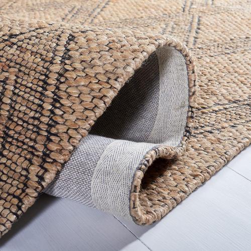 SAFAVIEH Natural Fiber Collection Runner Rug - 2'3 x 9', Natural & Black, Natural Jute Design, Ideal for High Traffic Areas in Living Room, Bedroom (NFB552A)