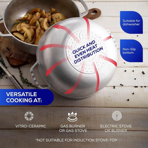 Universal (Professional Extra Large) Caldero 75 Cups - 27.7 QT / 26.6 L, Stainless Aluminum Pot, Even Heat Distribution and Fast Cooking Dutch Oven Pot with Ergonomic Handles, Ideal for Rice, and More