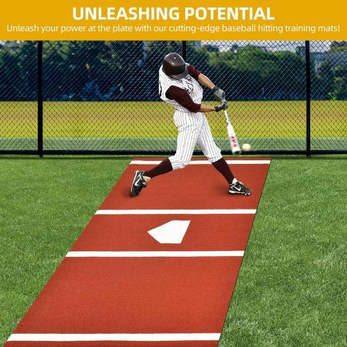 Baseball Batting Mat, Softball Hitting Mat, Upgraded Anti-Slip Matt with Stitched Embroidery Turf, Softball Baseball Training Matt with Home Plate Batters Box for Indoor Outdoor