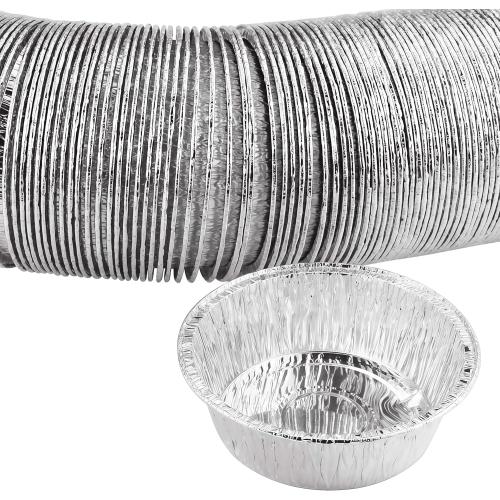 100 Pack 4 Round Tart Pie Foil Pans - Disposable Aluminum Foil Tart & Pie Tins for Baking, Cooking, Storage or Reheating