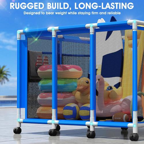 Pool Float Storage with Canopy,Pool Storage Bin XXX-Large,Outdoor Pool Toy Storage Organizer for Pool, Floats & Balls, Outdoor Pool Toy Storage with Rolling Cart for Swimming Equipments