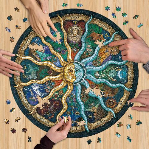 Zodiac Puzzles for Adults 1000 Pieces - Round Horoscope Astrology Jigsaw Puzzle, Challenging Difficult Mandala Constellation Puzzle for Adults, 26.7 Inch