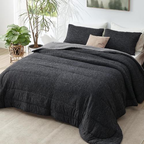 Bedsure Queen Comforter Set - Cooling and Warm Bed Set, Charcoal Black Reversible Bedding for All Season, 3 Pieces, 1 Queen Size Comforter (88x88) and 2 Pillow Cases(20x26)