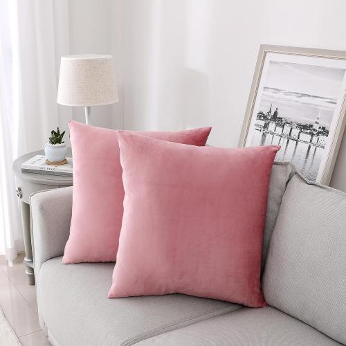 Decorative Throw Pillow Covers Velvet Soft for Couch Sofa Bedroom Living Room Outdoor Pack of 2 50x50 Inch Pink