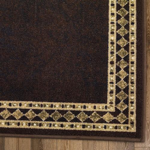 Antep Rugs Alfombras Modern Bordered 2x7 Non-Skid (Non-Slip) Low Profile Pile Rubber Backing Indoor Area Runner Rugs (Brown Beige, 2' x 7')