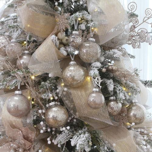 Sea Team 60mm/2.36 Shatterproof Clear Plastic Christmas Ball Ornaments, Transparent, See-Through, Crystal Baubles, Bulbs with Stuffed Delicate Decorations for Xmas Tree (30 Counts, Champagne)