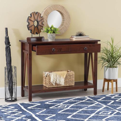 Linon Home Dcor Console Table, 42.01w x 13.98d x 30.71h, Antique Tobacco