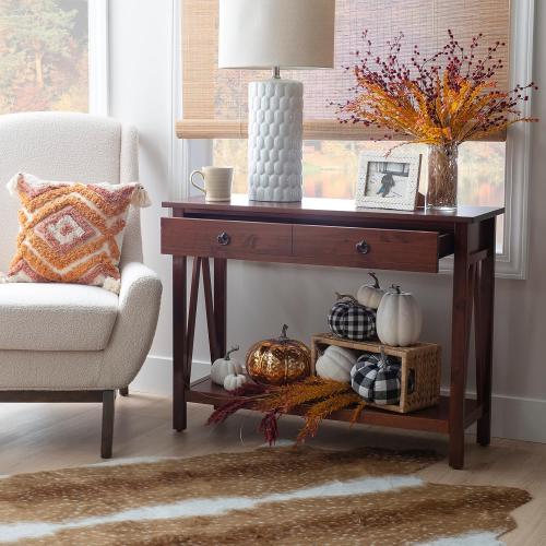 Linon Home Dcor Console Table, 42.01w x 13.98d x 30.71h, Antique Tobacco