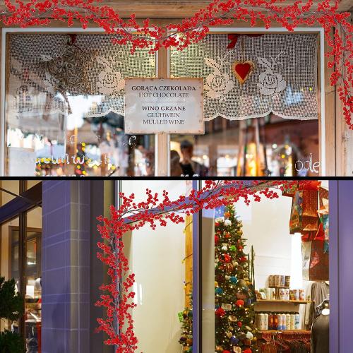 Lulu Home Red Berry Garland, 8.9FT Flexible Artificial Christmas Holly Berry Vine, Winter Berry Garland for Mantle Xmas Tree Window Door Hanging Indoor Outdoor Holiday Decoration (1)