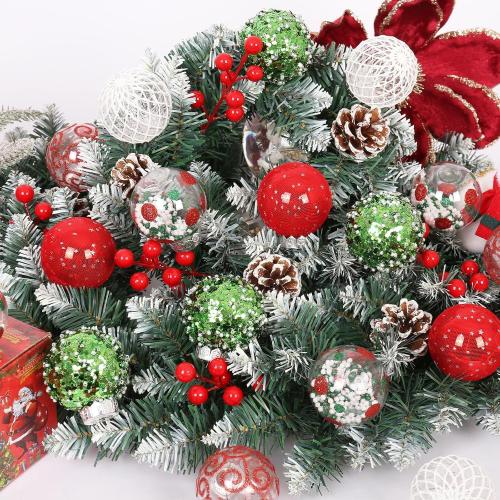 25PCS Christmas Ornaments Set, 2.36/6CM Assorted Clear Plastic Shatterproof Ball Hanging Ornaments for Xmas Tree Decorations, for Indoor Home Holiday Decor - Red/Green/White.