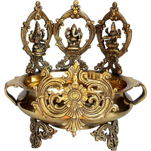 eSplanade - Brass Laxmi Ganesh Saraswati Urli Traditional Bowl Showpiece - | Home Decor | Vastu for Home