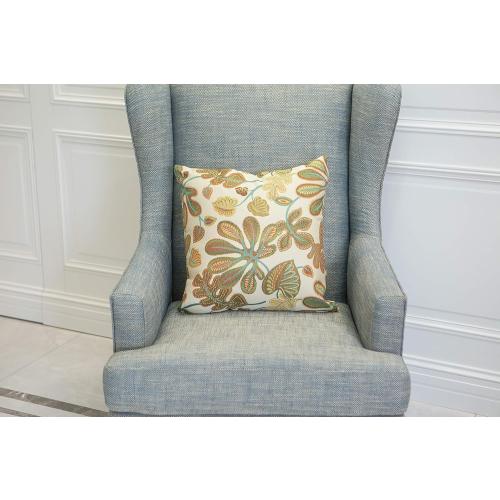 Set of 2 Jacquard Tropical Leaf Pattern Throw Pillow Covers Decorative Pillowcase 20X20 Inches,Teal Cream