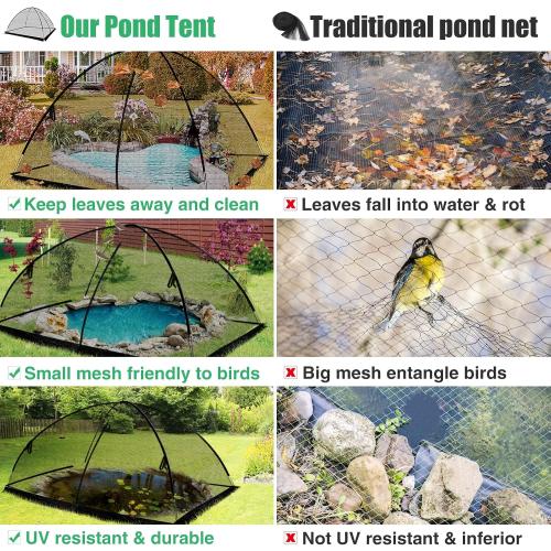13 x 17 Ft Pond Netting for Koi Ponds - Heavy Duty Dome Net Tent Cover with Zipper, Keep Leaves Herons Out for Outdoor Garden Farm