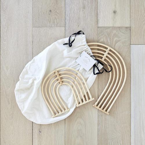 BEBE BASK Rattan Rainbow Nursery Decor Set of 2 - Handmade - Rainbow Decor for Girls Room - Wall Decorations