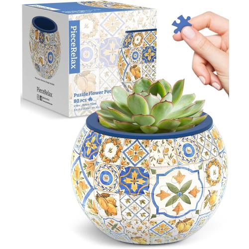 PieceRelax Puzzle Planter and Flower Decoration Building Set - Singing Birds and Flowers with Lotus (3D Puzzle Planter with Flower Building Decoration Set) [K1104 KZ1027]