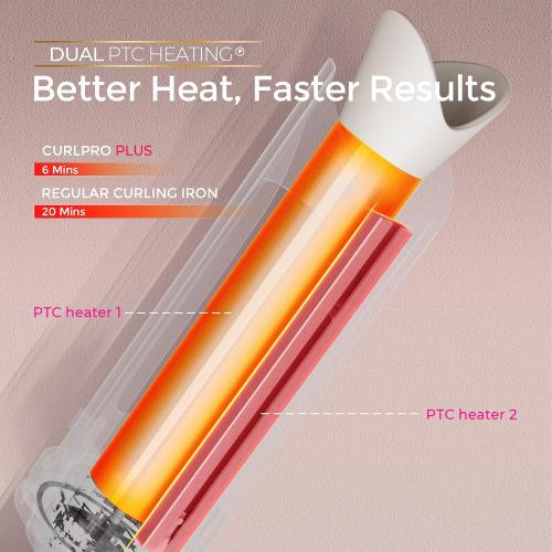 TYMO CurlPro Plus Automatic Rotating Curling Iron - Upgraded Long Barrel Curling Wand for Beach Waves & Long Hair, Ceramic Hair Curler for Women, Anti-Scald, 600M Ionic, Dual Voltage, Gold, 1 Inch