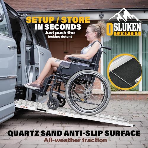 5FT Portable Wheelchair Ramp, 60L x 7.2W Aluminum Ramps for Wheelchairs for Home, 1200LBS Capacity Telescopic Non-Skid Threshold Handicap Wheel Chair Ramp for Doorways, Stairs, Steps, 2 Pack