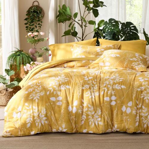 Bedsure twin Comforter Set - 2 Pieces Floral Yellow Soft Bedding Sets