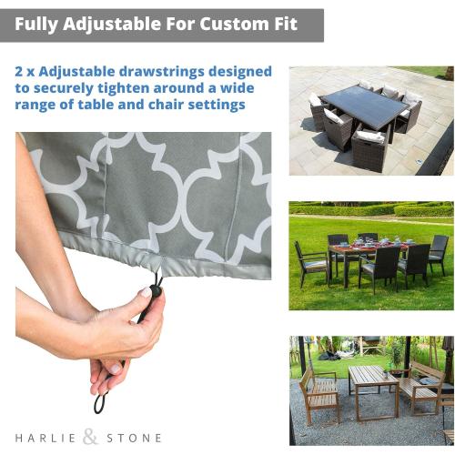 Harlie & Stone Rectangle Patio Table Cover, Heavy Duty Outdoor Table Covers Waterproof Rectangular, Durable & Fade Resistant Outdoor Dining Table Cover (Large 108”(L) x 84(W) x28(H)